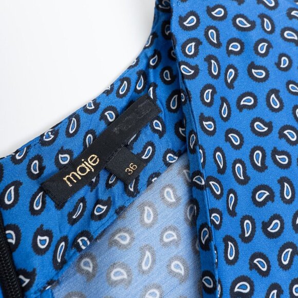 Maje Satin Romper Blue Paisley Ilona Playsuit Size EU 36 - Picture 5 of 16